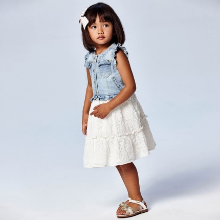 MAYORAL 3945-90 Sukienka jeansowa łączona dla dziewczynki MINI.