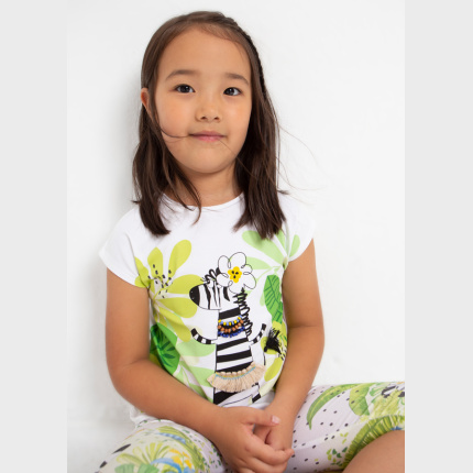 MAYORAL 3069-21 Koszulka z krótkim rękawem z nadrukiem z bawełny dla dziewczynki MINI