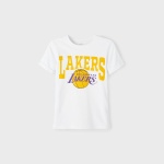 Name It 5789 Koszulka k/r Lakers biała nadruk bawełna