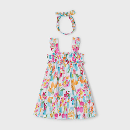 Sukienka nadruk z opaską włosów MAYORAL 3939-45 dla dziewczynki MINI