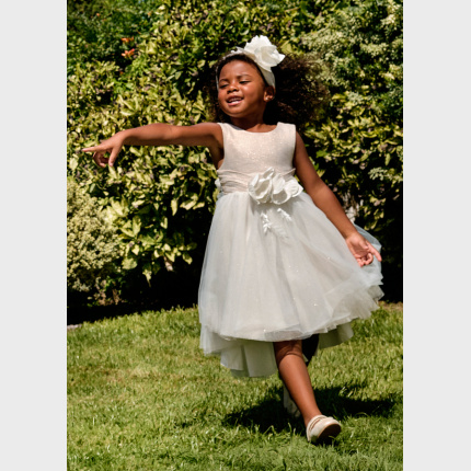 Sukienka lniana błysk ABEL&LULA 5032-1 tiul kwiaty