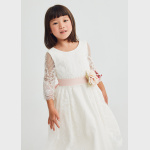 Sukienka tiulowa z gipiurą ABEL&LULA 5041-7 kwiatowa aplikacja