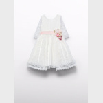 Sukienka tiulowa z gipiurą ABEL&LULA 5041-7 kwiatowa aplikacja