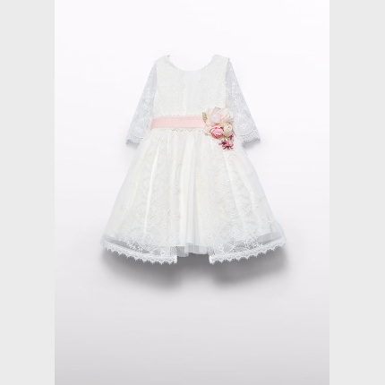 Sukienka tiulowa z gipiurą ABEL&LULA 5041-7 kwiatowa aplikacja