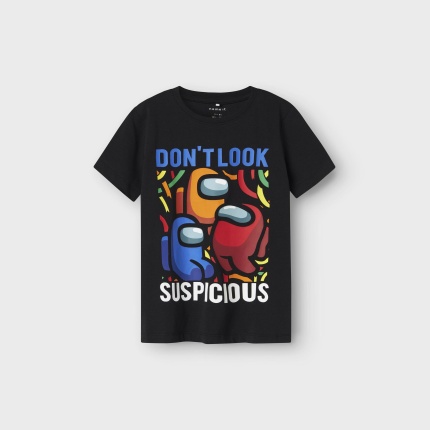 Koszulka k/r t-shirt Among Us NAME IT 1933 napisy czarny