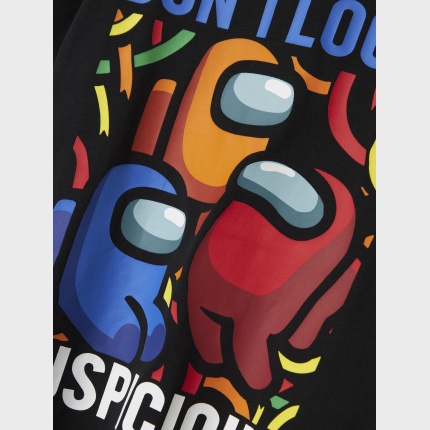 Koszulka k/r t-shirt Among Us NAME IT 1933 napisy czarny