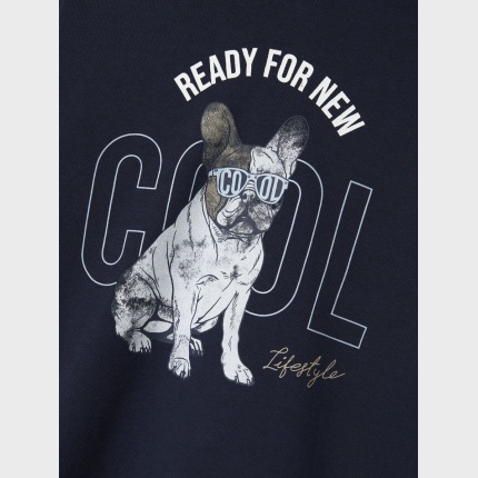 Bluza z psem nadruk NAME IT 1853 bawełna cool lifestyle granat