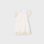 Sukienka tiulowa z haftem MAYORAL 3909-37 dla dziewczynki MINI na okazję elegancka lekka zwiewna