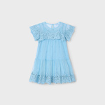 Sukienka lekka z haftem MAYORAL 3909-38 dla dziewczynki MINI na okazję elegancka zwiewna
