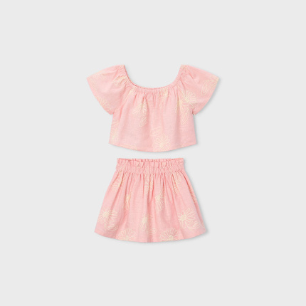 Komplet spódnica i koszulka z lnem dla dziewczynki 3947-59